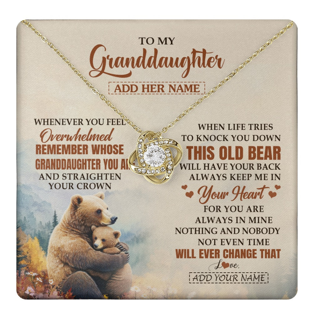 Love Knot Necklace 18K Yellow Gold Finish | 1 | Personalized To My Granddaughter Gifts Necklace From Grandma Whenever Bear Unique Birthday Gifts For Granddaughter Graduation Christmas Gift Box Message Card | teecentury.myshopify