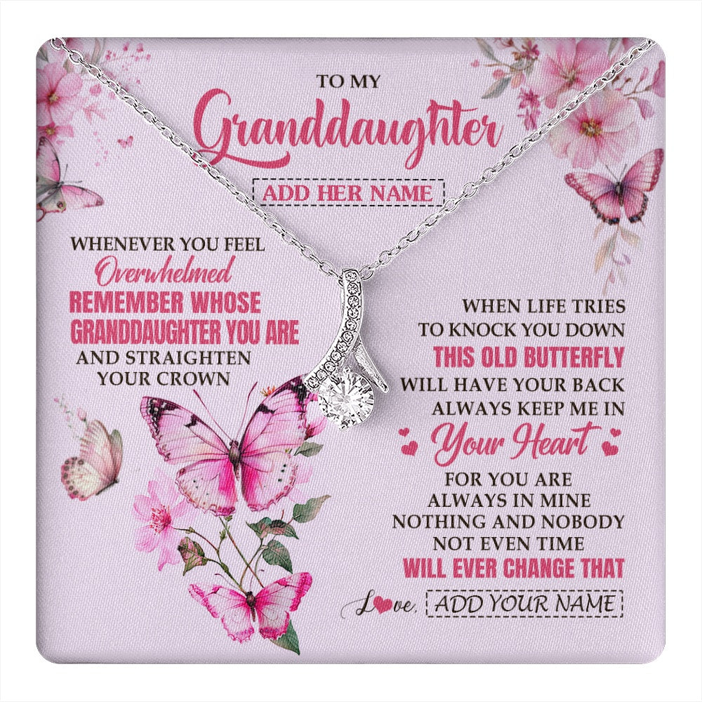 Alluring Beauty Necklace 14K White Gold Finish | 1 | Personalized To My Granddaughter Gifts Necklace From Grandma Whenever Butterfly Unique Birthday Gifts Granddaughter Graduation Christmas Gift Box Message Card | teecentury.myshopify