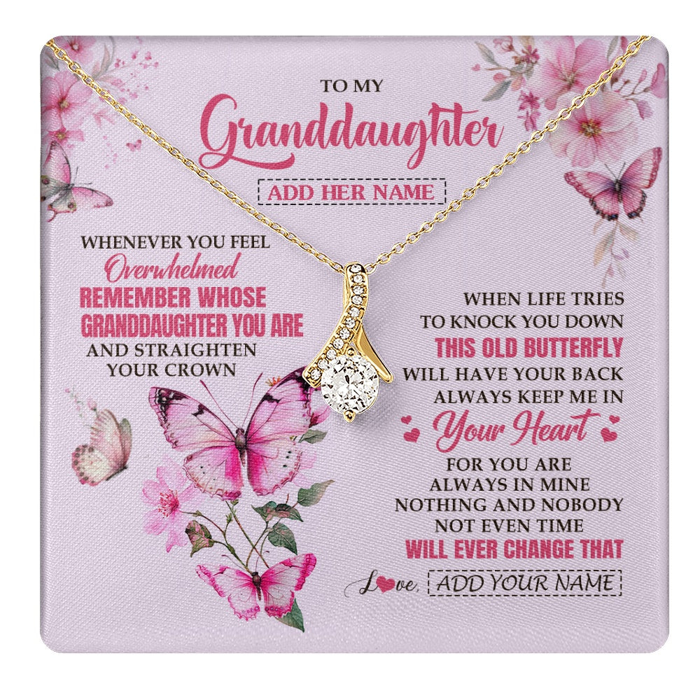 Alluring Beauty Necklace 18K Yellow Gold Finish | 1 | Personalized To My Granddaughter Gifts Necklace From Grandma Whenever Butterfly Unique Birthday Gifts Granddaughter Graduation Christmas Gift Box Message Card | teecentury.myshopify