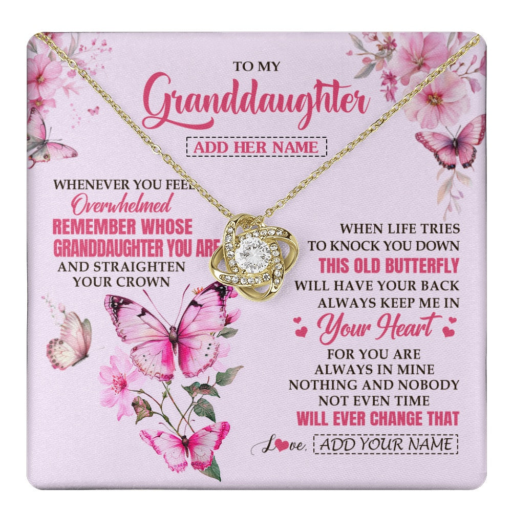 Love Knot Necklace 18K Yellow Gold Finish | 1 | Personalized To My Granddaughter Gifts Necklace From Grandma Whenever Butterfly Unique Birthday Gifts Granddaughter Graduation Christmas Gift Box Message Card | teecentury.myshopify
