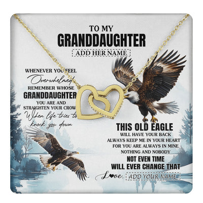 Interlocking Hearts Necklace 18K Yellow Gold Finish | 1 | Personalized To My Granddaughter Gifts Necklace From Grandma Whenever Eagle Unique Birthday Gifts For Granddaughter Christmas Jewelry Gift Box Message Card | https://teecentury.