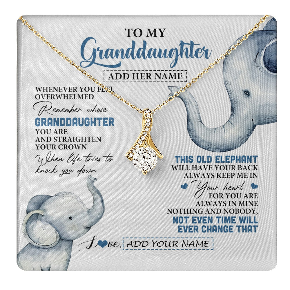 Alluring Beauty Necklace 18K Yellow Gold Finish | 1 | Personalized To My Granddaughter Gifts Necklace From Grandma Whenever Elephant Unique Birthday Gifts For Granddaughter Christmas Custom Gift Box Message Card | teecentury.myshopify