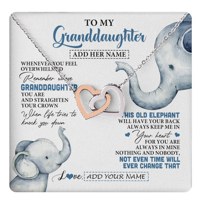 Interlocking Hearts Necklace Stainless Steel & Rose Gold Finish | 1 | Personalized To My Granddaughter Gifts Necklace From Grandma Whenever Elephant Unique Birthday Gifts For Granddaughter Christmas Custom Gift Box Message Card | teecentury.myshopify