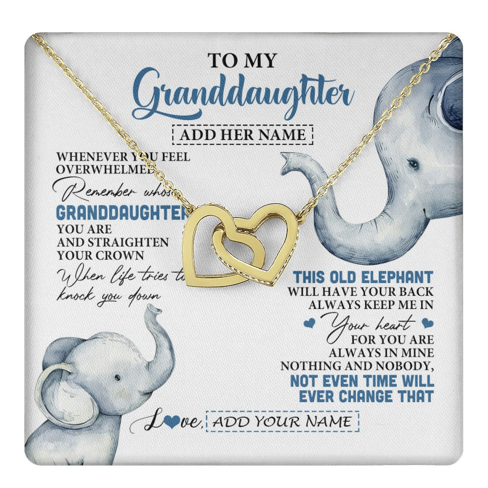 Interlocking Hearts Necklace 18K Yellow Gold Finish | 1 | Personalized To My Granddaughter Gifts Necklace From Grandma Whenever Elephant Unique Birthday Gifts For Granddaughter Christmas Custom Gift Box Message Card | teecentury.myshopify