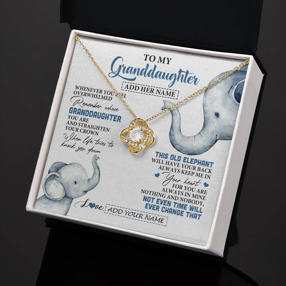 Love Knot Necklace 18K Yellow Gold Finish | 2 | Personalized To My Granddaughter Gifts Necklace From Grandma Whenever Elephant Unique Birthday Gifts For Granddaughter Christmas Custom Gift Box Message Card | teecentury.myshopify