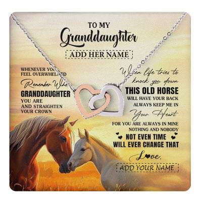 Interlocking Hearts Necklace Stainless Steel & Rose Gold Finish | 1 | Personalized To My Granddaughter Gifts Necklace From Grandma Whenever Horse Unique Birthday Gifts For Granddaughter Graduation Christmas Gift Box Message Card | teecentury.myshopify