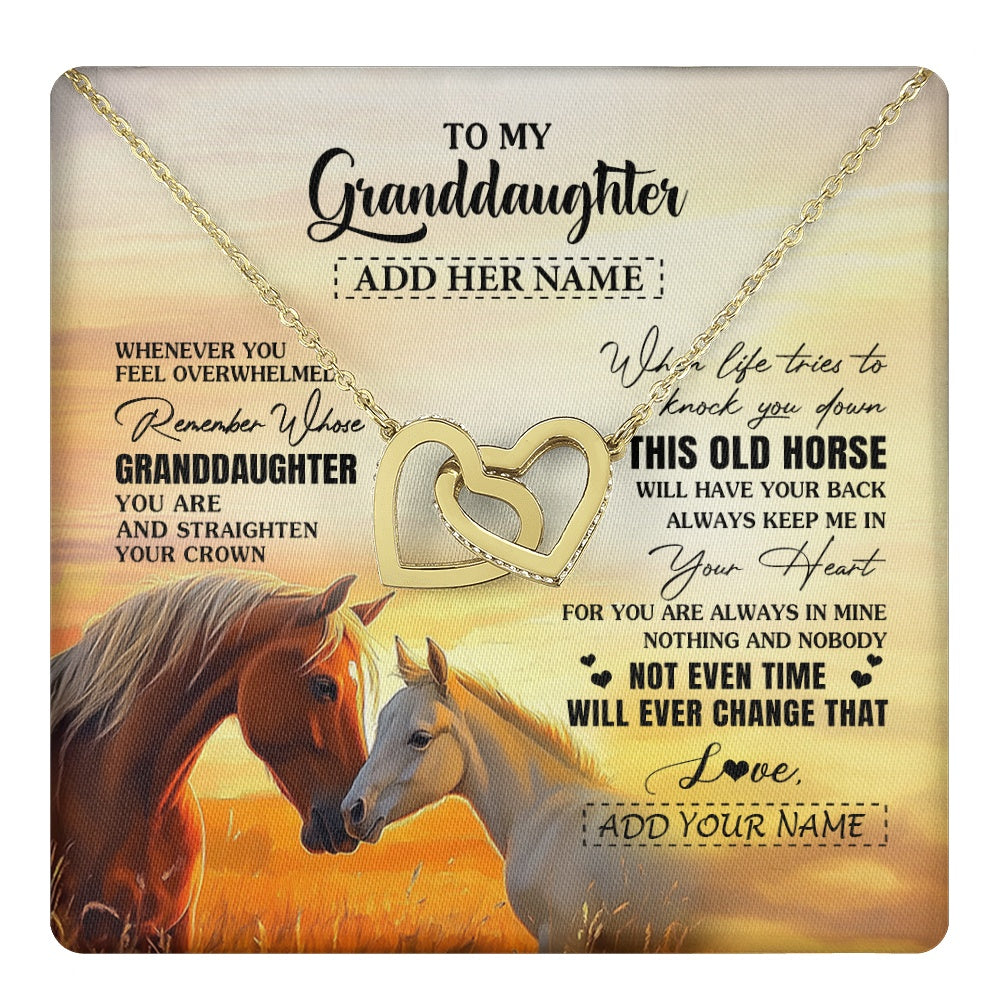 Interlocking Hearts Necklace 18K Yellow Gold Finish | 1 | Personalized To My Granddaughter Gifts Necklace From Grandma Whenever Horse Unique Birthday Gifts For Granddaughter Graduation Christmas Gift Box Message Card | teecentury.myshopify