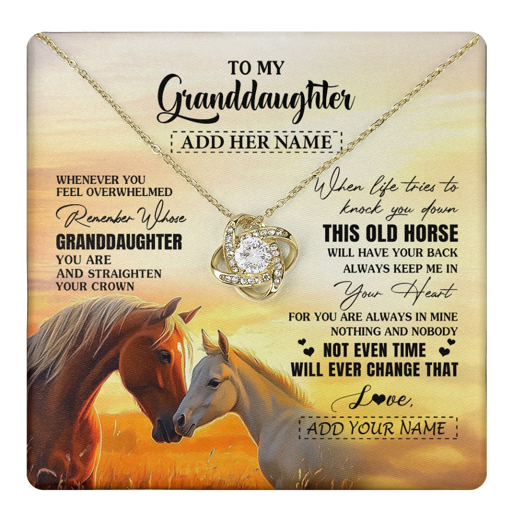 Love Knot Necklace 18K Yellow Gold Finish | 1 | Personalized To My Granddaughter Gifts Necklace From Grandma Whenever Horse Unique Birthday Gifts For Granddaughter Graduation Christmas Gift Box Message Card | teecentury.myshopify