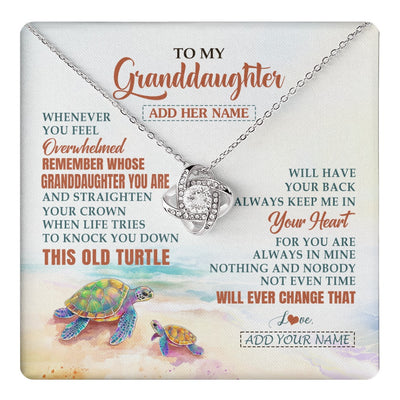 Love Knot Necklace 14K White Gold Finish | 1 | Personalized To My Granddaughter Gifts Necklace From Grandma Whenever Turtle Unique Birthday Gifts For Granddaughter Christmas Custom Gift Box Message Card | https://teecentury.