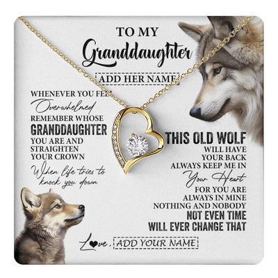 Forever Love Necklace 18K Yellow Gold Finish | 1 | Personalized To My Granddaughter Gifts Necklace From Grandma Whenever Wolf Unique Birthday For Granddaughter Graduation Christmas Custom Gift Box Message Card | https://teecentury.
