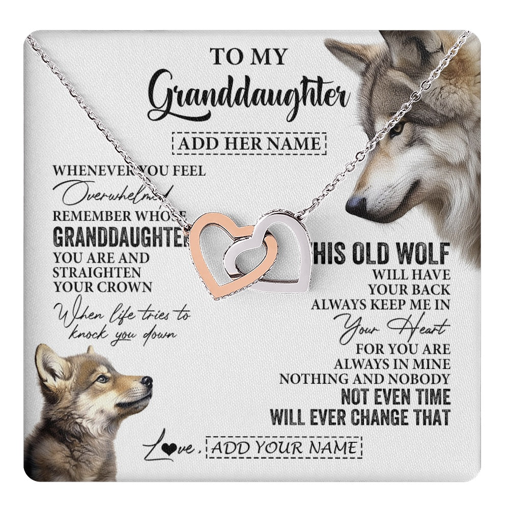 Interlocking Hearts Necklace Stainless Steel & Rose Gold Finish | 1 | Personalized To My Granddaughter Gifts Necklace From Grandma Whenever Wolf Unique Birthday For Granddaughter Graduation Christmas Custom Gift Box Message Card | https://teecentury.
