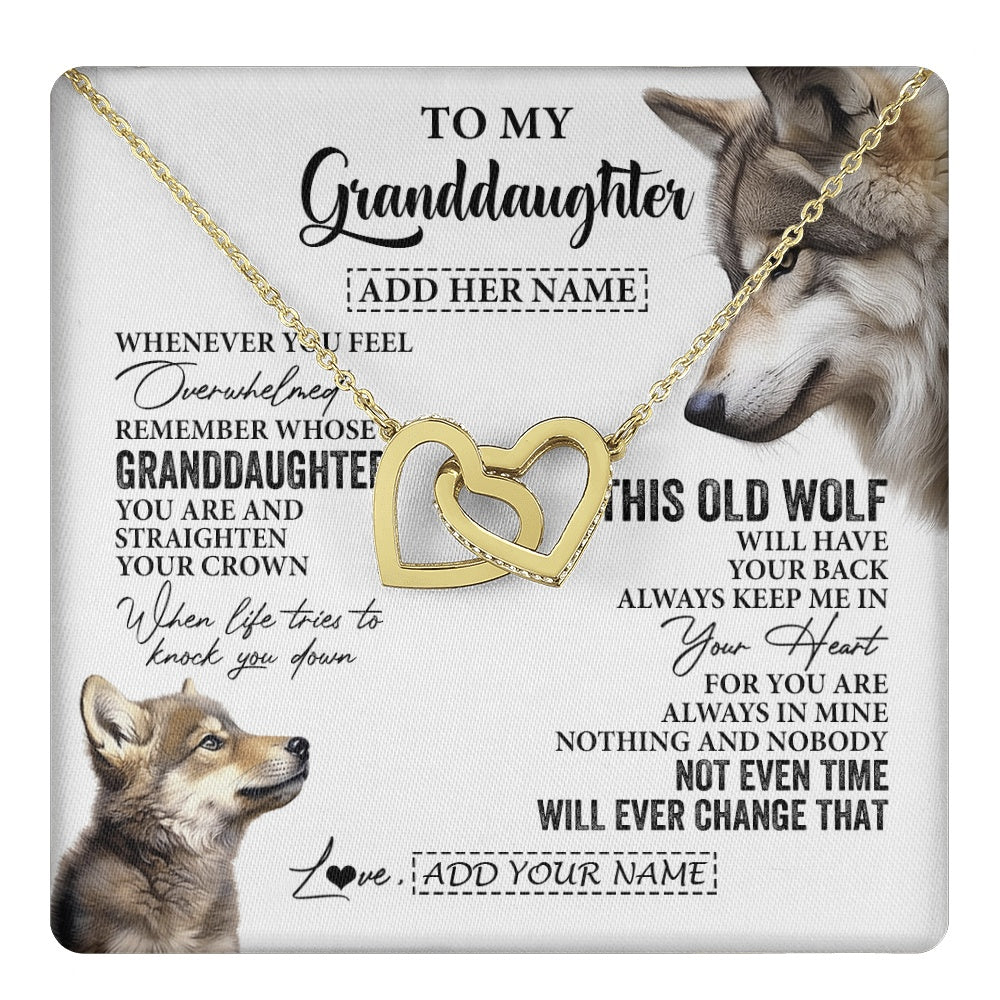 Interlocking Hearts Necklace 18K Yellow Gold Finish | 1 | Personalized To My Granddaughter Gifts Necklace From Grandma Whenever Wolf Unique Birthday For Granddaughter Graduation Christmas Custom Gift Box Message Card | https://teecentury.