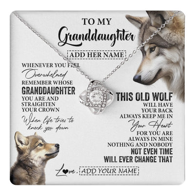 Love Knot Necklace 14K White Gold Finish | 1 | Personalized To My Granddaughter Gifts Necklace From Grandma Whenever Wolf Unique Birthday For Granddaughter Graduation Christmas Custom Gift Box Message Card | https://teecentury.