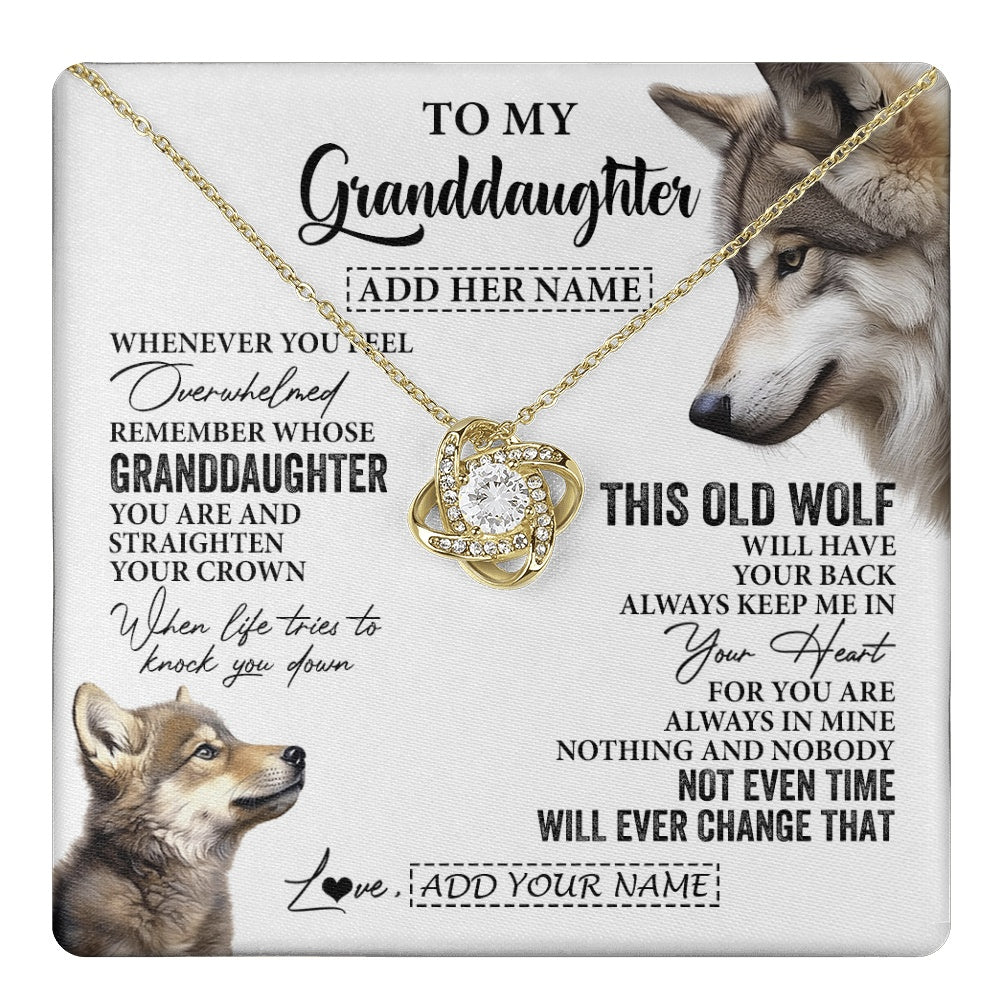 Love Knot Necklace 18K Yellow Gold Finish | 1 | Personalized To My Granddaughter Gifts Necklace From Grandma Whenever Wolf Unique Birthday For Granddaughter Graduation Christmas Custom Gift Box Message Card | https://teecentury.