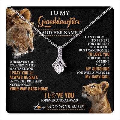 Alluring Beauty Necklace 14K White Gold Finish | 1 | Personalized To My Granddaughter Gifts Necklace From Grandma Wherever Your Journey In Life Lion Granddaughter Birthday Gifts Christmas Gift Box Message Card | https://teecentury.