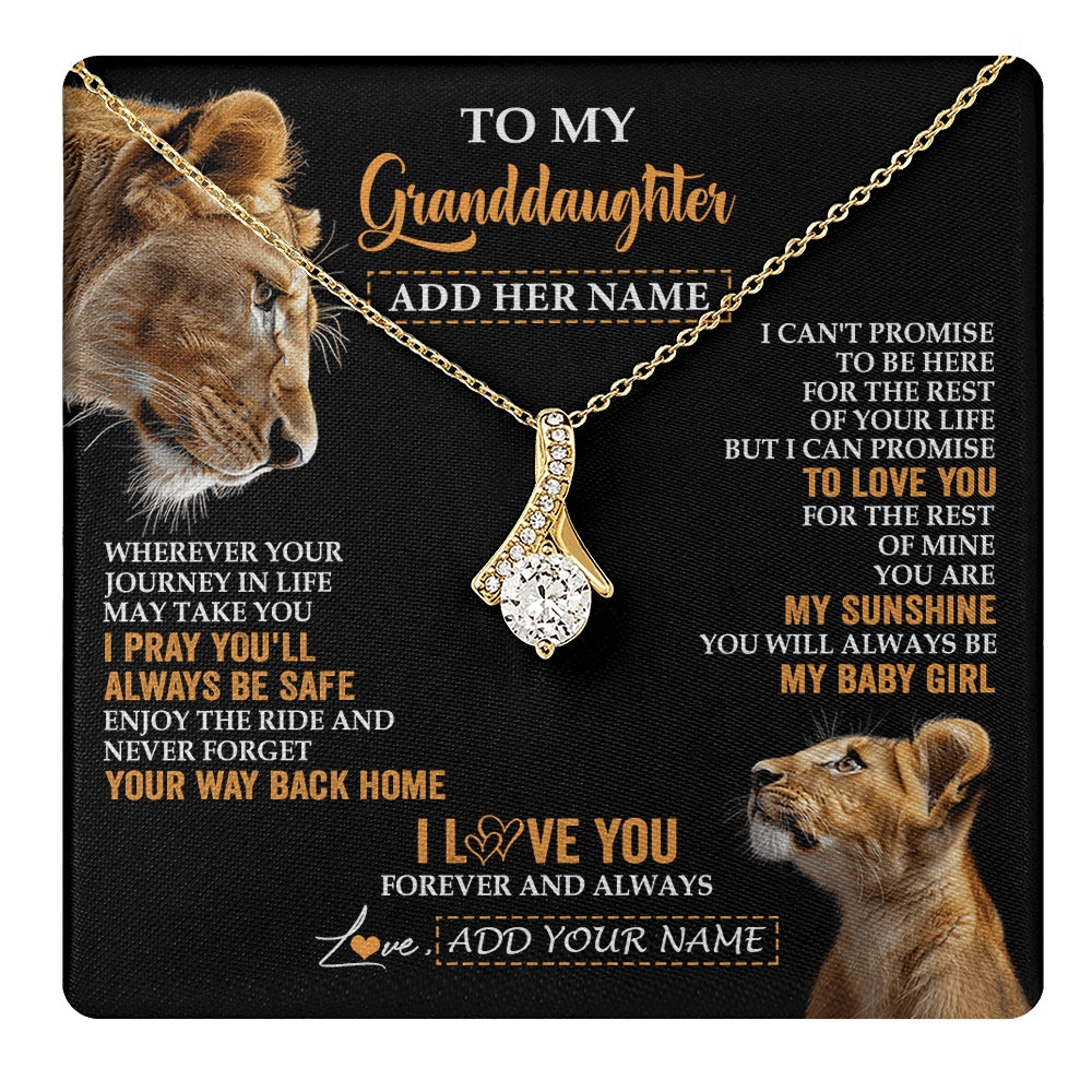 Alluring Beauty Necklace 18K Yellow Gold Finish | 1 | Personalized To My Granddaughter Gifts Necklace From Grandma Wherever Your Journey In Life Lion Granddaughter Birthday Gifts Christmas Gift Box Message Card | https://teecentury.