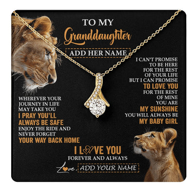 Alluring Beauty Necklace 18K Yellow Gold Finish | 1 | Personalized To My Granddaughter Gifts Necklace From Grandma Wherever Your Journey In Life Lion Granddaughter Birthday Gifts Christmas Gift Box Message Card | https://teecentury.