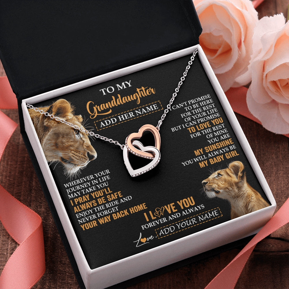 Interlocking Hearts Necklace Stainless Steel & Rose Gold Finish | 2 | Personalized To My Granddaughter Gifts Necklace From Grandma Wherever Your Journey In Life Lion Granddaughter Birthday Gifts Christmas Gift Box Message Card | https://teecentury.