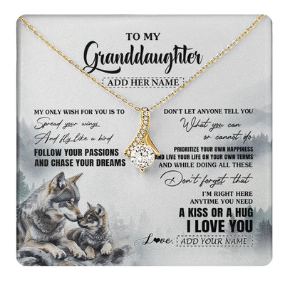 Alluring Beauty Necklace 18K Yellow Gold Finish | 1 | Personalized To My Granddaughter Gifts Necklace From Grandma Wolf My Only Wish For You Granddaughter Birthday Gifts Graduation Christmas Gift Box Message Card | https://teecentury.