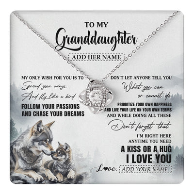 Love Knot Necklace 14K White Gold Finish | 1 | Personalized To My Granddaughter Gifts Necklace From Grandma Wolf My Only Wish For You Granddaughter Birthday Gifts Graduation Christmas Gift Box Message Card | https://teecentury.
