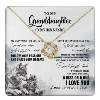 Love Knot Necklace 18K Yellow Gold Finish | 1 | Personalized To My Granddaughter Gifts Necklace From Grandma Wolf My Only Wish For You Granddaughter Birthday Gifts Graduation Christmas Gift Box Message Card | https://teecentury.