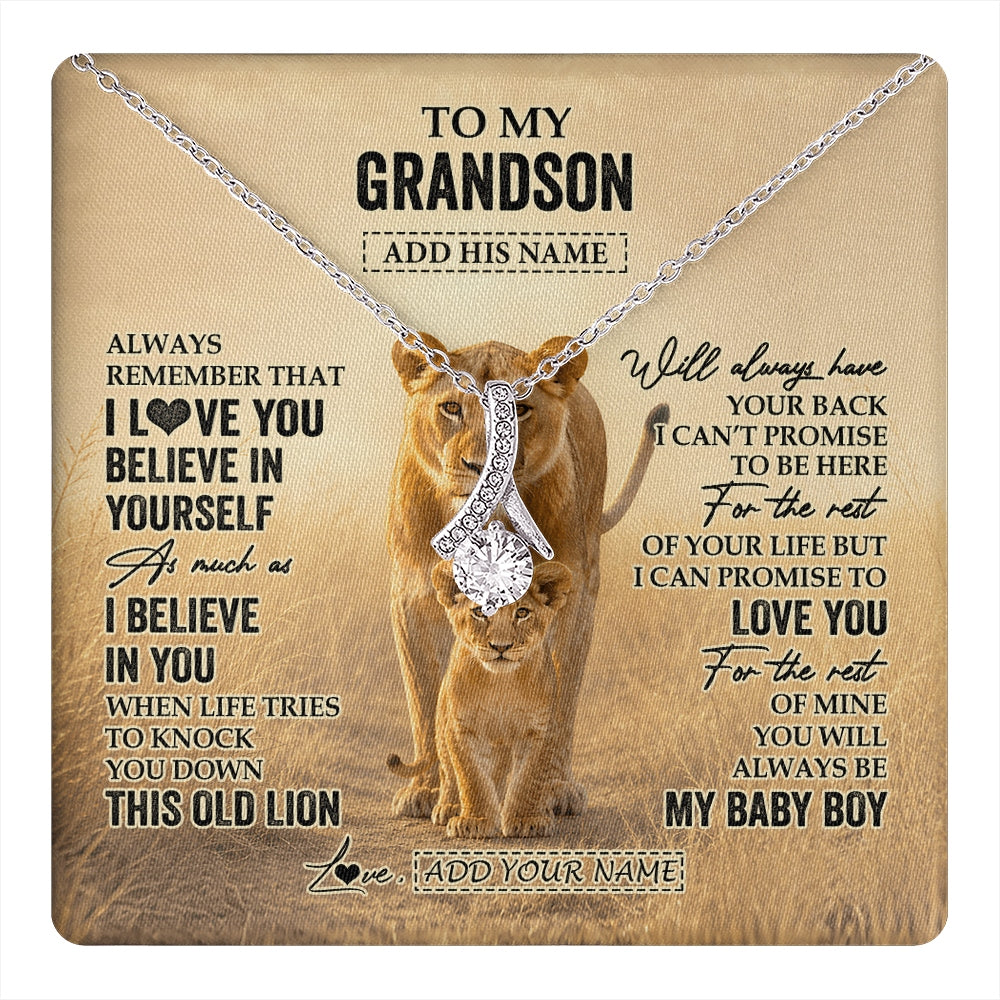 Alluring Beauty Necklace 14K White Gold Finish | 1 | Personalized To My Granddaughter Gifts Necklace From Grandpa Always Remember Lion Gifts For Granddaughter Birthday Graduation Christmas Gift Box Message Card | https://teecentury.