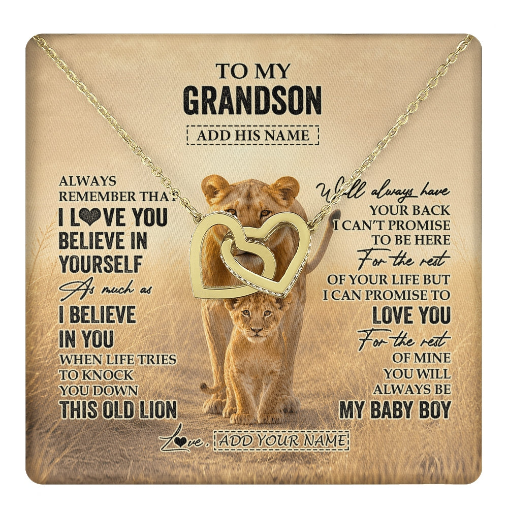 Interlocking Hearts Necklace 18K Yellow Gold Finish | 1 | Personalized To My Granddaughter Gifts Necklace From Grandpa Always Remember Lion Gifts For Granddaughter Birthday Graduation Christmas Gift Box Message Card | https://teecentury.