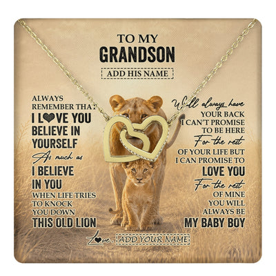 Interlocking Hearts Necklace 18K Yellow Gold Finish | 1 | Personalized To My Granddaughter Gifts Necklace From Grandpa Always Remember Lion Gifts For Granddaughter Birthday Graduation Christmas Gift Box Message Card | https://teecentury.