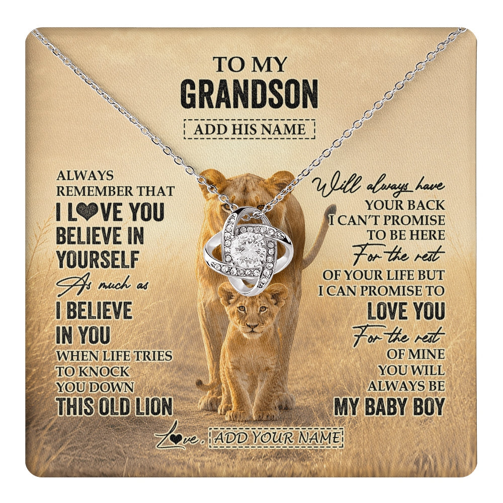Love Knot Necklace 14K White Gold Finish | 1 | Personalized To My Granddaughter Gifts Necklace From Grandpa Always Remember Lion Gifts For Granddaughter Birthday Graduation Christmas Gift Box Message Card | https://teecentury.
