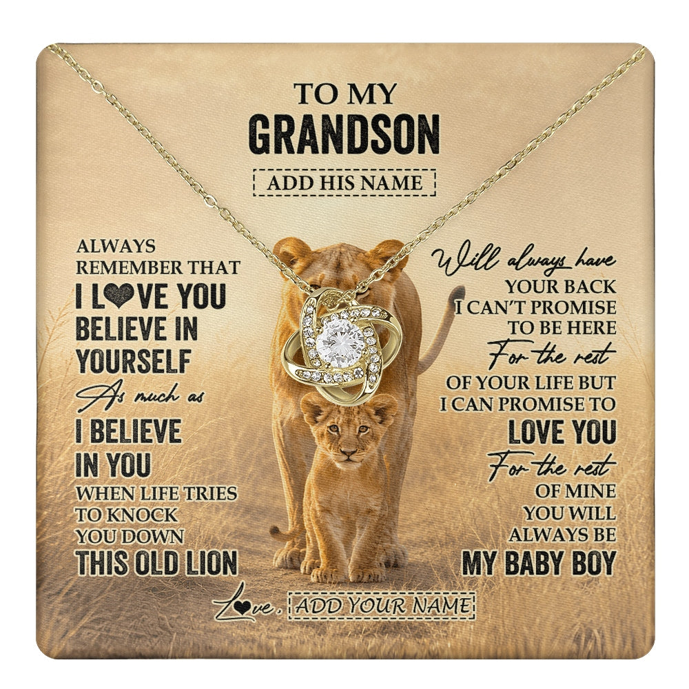 Love Knot Necklace 18K Yellow Gold Finish | 1 | Personalized To My Granddaughter Gifts Necklace From Grandpa Always Remember Lion Gifts For Granddaughter Birthday Graduation Christmas Gift Box Message Card | https://teecentury.