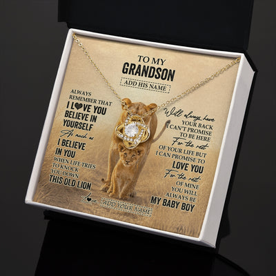Love Knot Necklace 18K Yellow Gold Finish | 2 | Personalized To My Granddaughter Gifts Necklace From Grandpa Always Remember Lion Gifts For Granddaughter Birthday Graduation Christmas Gift Box Message Card | https://teecentury.