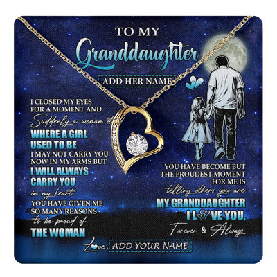 Forever Love Necklace 18K Yellow Gold Finish | 1 | Personalized To My Granddaughter Gifts Necklace From Grandpa I Closed My Eyes For A Moment Granddaughter Birthday Graduation Christmas Gift Box Message Card | teecentury.myshopify