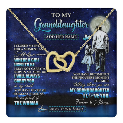 Interlocking Hearts Necklace 18K Yellow Gold Finish | 1 | Personalized To My Granddaughter Gifts Necklace From Grandpa I Closed My Eyes For A Moment Granddaughter Birthday Graduation Christmas Gift Box Message Card | teecentury.myshopify