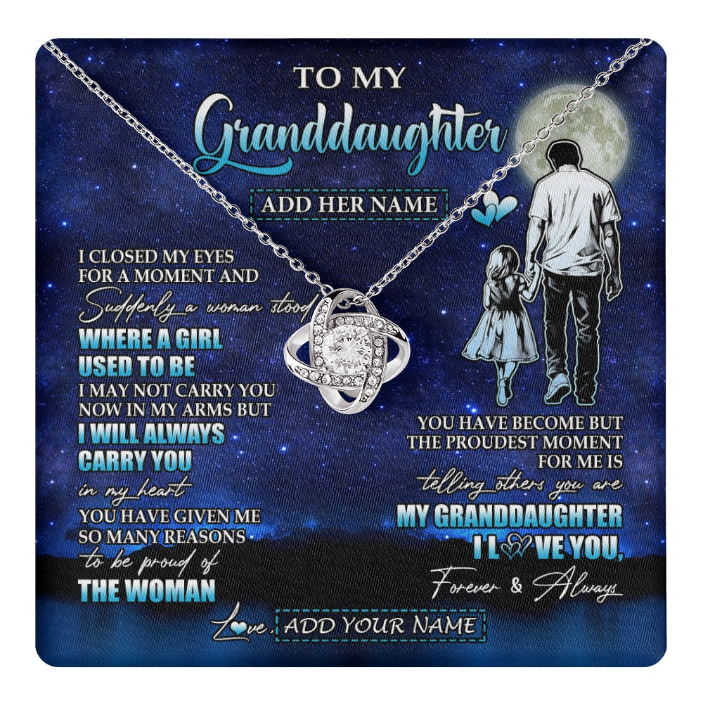 Love Knot Necklace 14K White Gold Finish | 1 | Personalized To My Granddaughter Gifts Necklace From Grandpa I Closed My Eyes For A Moment Granddaughter Birthday Graduation Christmas Gift Box Message Card | teecentury.myshopify