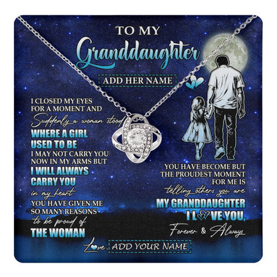 Love Knot Necklace 14K White Gold Finish | 1 | Personalized To My Granddaughter Gifts Necklace From Grandpa I Closed My Eyes For A Moment Granddaughter Birthday Graduation Christmas Gift Box Message Card | teecentury.myshopify