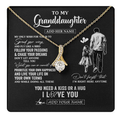 Alluring Beauty Necklace 18K Yellow Gold Finish | 1 | Personalized To My Granddaughter Gifts Necklace From Grandpa Papa My Only Wish For You Granddaughter Birthday Gifts Graduation Christmas Gift Box Message Card | teecentury.myshopify