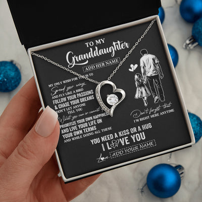 Forever Love Necklace 14K White Gold Finish | 2 | Personalized To My Granddaughter Gifts Necklace From Grandpa Papa My Only Wish For You Granddaughter Birthday Gifts Graduation Christmas Gift Box Message Card | teecentury.myshopify