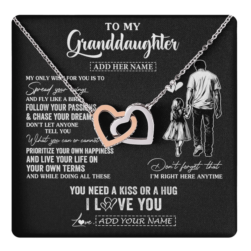 Interlocking Hearts Necklace Stainless Steel & Rose Gold Finish | 1 | Personalized To My Granddaughter Gifts Necklace From Grandpa Papa My Only Wish For You Granddaughter Birthday Gifts Graduation Christmas Gift Box Message Card | teecentury.myshopify