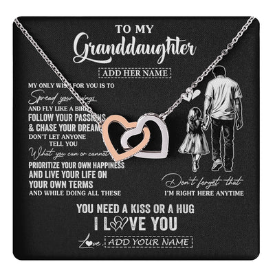 Interlocking Hearts Necklace Stainless Steel & Rose Gold Finish | 1 | Personalized To My Granddaughter Gifts Necklace From Grandpa Papa My Only Wish For You Granddaughter Birthday Gifts Graduation Christmas Gift Box Message Card | teecentury.myshopify