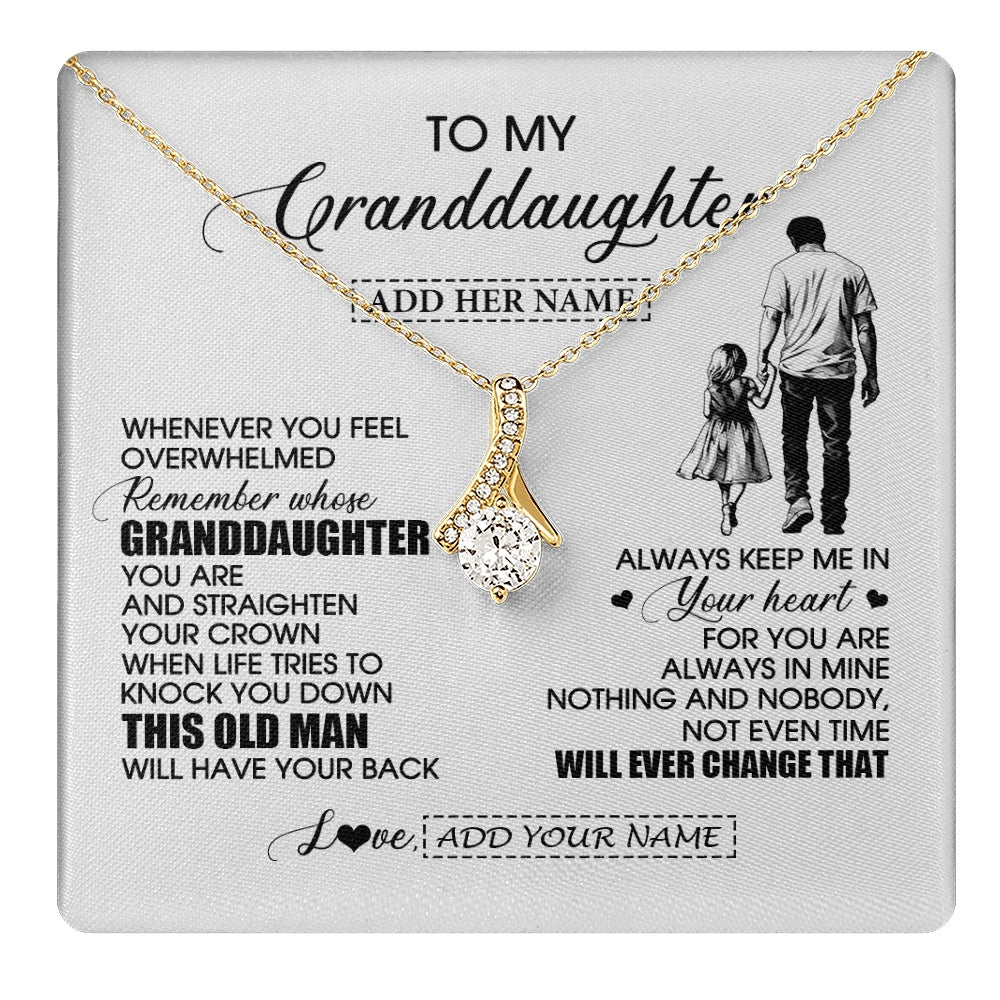 Alluring Beauty Necklace 18K Yellow Gold Finish | 1 | Personalized To My Granddaughter Gifts Necklace From Grandpa Papa Whenever Man Unique Birthday Gifts For Granddaughter Christmas Gift Box Message Card | teecentury.myshopify