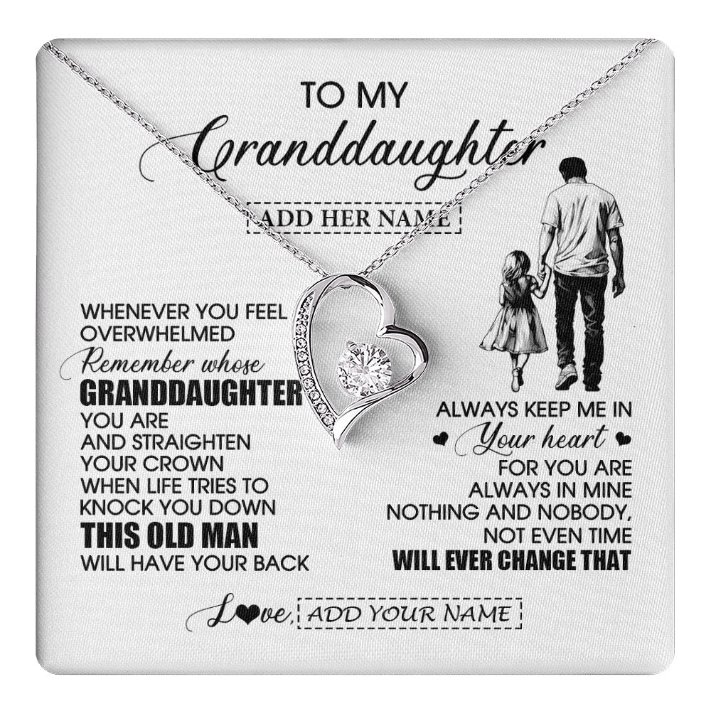 Forever Love Necklace 14K White Gold Finish | 1 | Personalized To My Granddaughter Gifts Necklace From Grandpa Papa Whenever Man Unique Birthday Gifts For Granddaughter Christmas Gift Box Message Card | teecentury.myshopify