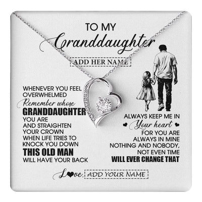 Forever Love Necklace 14K White Gold Finish | 1 | Personalized To My Granddaughter Gifts Necklace From Grandpa Papa Whenever Man Unique Birthday Gifts For Granddaughter Christmas Gift Box Message Card | teecentury.myshopify