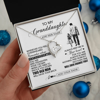 Forever Love Necklace 14K White Gold Finish | 2 | Personalized To My Granddaughter Gifts Necklace From Grandpa Papa Whenever Man Unique Birthday Gifts For Granddaughter Christmas Gift Box Message Card | teecentury.myshopify