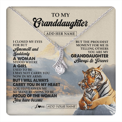 Alluring Beauty Necklace 14K White Gold Finish | 1 | Personalized To My Granddaughter Gifts Necklace Tiger From Grandma Grandpa You Are My Granddaughter Birthday Gifts Graduation Christmas Gift Box Message Card | https://teecentury.