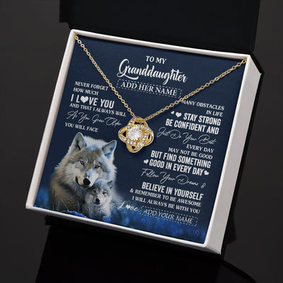 Love Knot Necklace 18K Yellow Gold Finish | 2 | Personalized To My Granddaughter I Love You Forever Necklace From Grandma Grandpa Wolf Granddaughter Birthday Gifts Graduation Christmas Gift Box Message Card | teecentury.myshopify