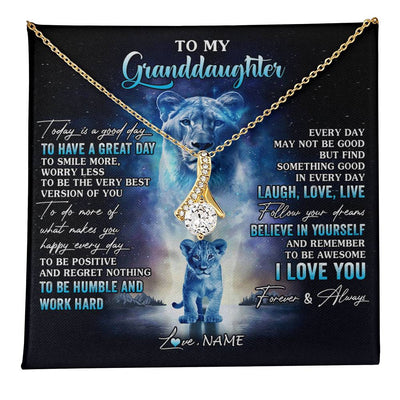 Alluring Beauty Necklace 18K Yellow Gold Finish | 1 | Personalized To My Granddaughter Lion Necklace From Grandma Every Day Laugh Love Live Granddaughter Birthday Christmas Customized Gift Box Message Card | teecentury