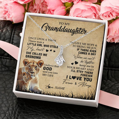 Alluring Beauty Necklace | Personalized To My Granddaughter Lion Necklace From Grandma I'll Stay There Forever Grandchild Birthday Graduation Christmas Customized Gift Box Message Card | teecentury