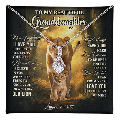 Alluring Beauty Necklace 14K White Gold Finish | 1 | Personalized To My Granddaughter Lion Necklace From Grandma Never Forget That I Love You Granddaughter Birthday Christmas Customized Gift Box Message Card | teecentury