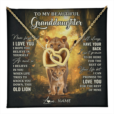 Interlocking Hearts Necklace 18K Yellow Gold Finish | 1 | Personalized To My Granddaughter Lion Necklace From Grandma Never Forget That I Love You Granddaughter Birthday Christmas Customized Gift Box Message Card | teecentury