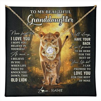 Love Knot Necklace 18K Yellow Gold Finish | 1 | Personalized To My Granddaughter Lion Necklace From Grandma Never Forget That I Love You Granddaughter Birthday Christmas Customized Gift Box Message Card | teecentury